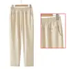 Calça Mom de Alta Qualidade Verão Nova Calça Reta Cor Sólida Versátil Calça para Vovó Elástico na Cintura Gancho Profundo Calça Respirável para Mulheres