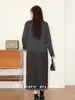 Falda Larga de Lana con Textura Runqi Tallas Grandes de Longitud Media con Abertura Corte A Cintura Alta 9094 Falda Larga de Otoño e Invierno para Ir al Trabajo
