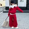 Conjunto de Roupa de Inverno para Meninas 2026 Novo Estiloso Infantil Outono/Inverno com Capuz Casual Conjunto de Duas Peças para Crianças de Meia-Idade e Mais Velhas Tendência