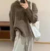 Nueva Ropa Exterior con Capucha Estilo Coreano Transfronteriza Tejido de Punto Retorcido Tops para Mujer Otoño e Invierno Casual Versátil Estilo Perezoso Pulóver