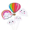 Decoración de pastel serie arcoíris globo aerostático tridimensional nubes luna meteoro color láser tarjeta tarjeta de fiesta plug-in