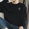 Camiseta masculina de manga comprida de algodão pesado 260g, gola redonda, moda, preta, base, camiseta de algodão, roupas de outono