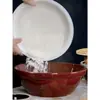 Palangana casera antigua palangana de azulejo de cerámica amasado de masa con tapa palangana de porcelana loza secado al sol amasado de salsa masa palangana de fermentación de cocina levado de masa