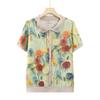 Camiseta de manga corta para mujer de mediana edad y anciana, moda nueva de verano 2024, 50 años 60 madre estampada, abuela estilo extranjero, camisa pequeña