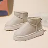 Botas de Nieve Cortas de Suela Gruesa de Invierno para Mujer, con Terciopelo Adicional y Engrosadas, Superficie de Cuero, Impermeables, Cálidas, Botas de Algodón, Botas para Mujer de Comercio Exterior Transfronterizo