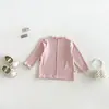 Camiseta interior simple de manga larga Dianxi Baby para niñas, nuevo estilo de otoño, estilo coreano, camiseta de punto con borde de volantes, capa base