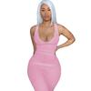 Vestido Largo Elegante de Color Sólido para Mujer, Moda Sexy de Primavera 2025 para la Calle, Cuello U, Revelador de Busto, Sin Mangas, con Tirantes, Ajustado,