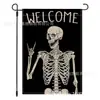 Nueva Bandera de Jardín de Halloween de Amazon con Gato Negro Maligno, Calabaza y Elementos de Bruja para Decoración de Bandera de Halloween en el Jardín