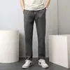 Pantalones de traje cropped de corte holgado, Pantalones cropped rectos color caqui y gris para hombre, Pantalones de largo 9/10, Exclusivamente para suministro de exportación transfronteriza