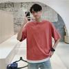 Camiseta de Verano de Manga Corta 2022 Falso Dos Piezas Suelta Casual Manga Media para Hombre Camiseta de Cuello Redondo Estilo Coreano