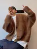 Nueva colección otoño/invierno 2024: Suéter de punto casual y de corte relajado, estilo retro americano, de cuello en V, prenda exterior de color liso para hombre