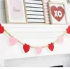 Exclusivo Transfronterizo Día de San Valentín Corazón de Fieltro Blanco Rojo Rosa Bandera de Tirar Banner de Amor Xoxo Decoración de Chimenea