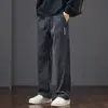 Calça Casual Transfronteiriça Masculina Solta Reta Elástica Esportiva Calça de Moletom 2026 Nova Outono Inverno Veludo Cotelê Mais Veludo Calça Longa