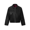 Jaqueta de couro de motocicleta de alta qualidade com gola alta 2024 masculina para primavera e outono jaqueta curta com ombreira jaqueta bomber solta marca da moda
