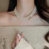 Collar de perlas largas irregulares, estilo francés, ligero, de lujo, elegante, de lana, con cadena, sencillo, de alta gama, al por mayor, para mujer.