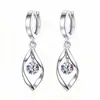 Pendientes de plata sencillos con circonitas, pendientes de perla de amor giratorios para mujer, pendientes de longitud media para mujer, pendientes de moda invertidos