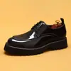 [Preventa] Zapatos de cuero populares de comercio exterior con suela gruesa, punta redonda para hombre, cuero brillante, zapatos de vestir casuales, cuero genuino, estilo británico