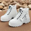 Sapatos Sapatos Femininos Novo Estilo Botas de Neve Moda Quente Forradas com Lã Espessadas Sapatos de Algodão Impermeáveis Espessados com Cadarço Botas de Algodão de Cano Médio