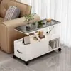 Mesa auxiliar de cristal para sofá para uso doméstico, mesa pequeña para sala de estar, mesa de centro, mesa móvil de lujo ligero, mesa de rincón, mueble de almacenamiento, estilo italiano