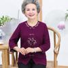 Ropa de Verano de la Abuela Camisa Delgada para Mediana Edad y Ancianos Manga Larga Ropa de Anciana Ropa de Anciano Camisa de Madre de 60 años de 70 años Ropa de Primavera