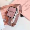 Adecuado para Bandas de Apple Watch Iwatchs12/11 Acero Inoxidable Metal Malla de Espiga de Trigo Hebilla Magnética Banda de Reloj para Mujer