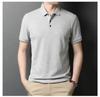 Camiseta Lisa Masculina de Manga Curta Cor Sólida 2026 Verão Nova Estilo Coreano Casual Gola Dobrável Pulôver Camiseta Roupa Masculina Atacado