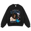 Moletom com Capuz Lavado Estampado Vintage Flor Frita Gola Redonda Algodão Puro Tamanho Plus Size Streetwear Desgastado Capuz Solto
