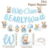 Set de Vajilla Temática de Cumpleaños Oso Azul Globos de Oso de Dibujos Animados Platos y Vasos de Papel para Fiesta de Cumpleaños Infantil Decoración