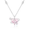 Novo amor Planeta Colar para as mulheres ins nicho design luz de luxo doce temperamento menina diamante rosa linda cadeia de clavícula