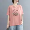 Camiseta de Manga Corta 100% Algodón Puro para Mujer 2026 Nuevo Verano Holgada Talla Grande de Longitud Media Top de Moda que Cubre los Glúteos Ins