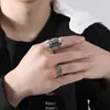 Anel de Prata Esterlina com Seis Caracteres Palavras Verdadeiras Anéis Tianzhu Anel Masculino Tendência Nacional Pássaro Dapeng Personalidade Par Anel de Turquesa