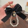 Estilo coreano estilo Chanel lazo grande llavero de cadena de perlas colgante de cinta para bolso accesorios para el cabello hechos a mano accesorios para coche