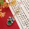 Llavero de Cabeza de León Pequeña Incrustada de Diamantes Estilo Chino, Colgante de Llave Popular Transfronterizo, Regalo Cultural y Creativo de Danza del León, Fábrica de Origen