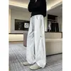 Pantalones casuales de estilo americano de calle con bolsillo vertical para hombre, otoño talla grande de moda, ajuste holgado, versátiles, rectos, de pierna ancha
