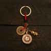 Colgante de llavero de latón con doce signos del zodiaco, con forma de arena y suerte, con forma de Jinbao, cinco monedas de emperador, para llave de coche.