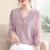 Top Nuevo para Mujeres de Mediana Edad y Mayores de la Madre Camisa Pequeña de la Madre Suéter Elegante de Verano Ropa Delgada de Moda para Mujeres