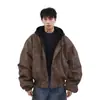 Chaqueta de Cuero Falso Dos Piezas Tie-Dye Melard para Hombre, Nuevo Estilo Trendy de Invierno, Fresca y de Corteholgado, Abrigo de Cuero Versátil para Pareja