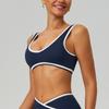 Sujetador Deportivo Transfronterizo Nuevo Color Contrastante Correa Ancha en el Hombro A Prueba de Impactos para Mujer Todo en Uno Sujetador de Yoga Ropa para Fitness al Aire Libre 8843