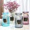 Vaso de vidro criativo estilo europeu simples, vaso de água, ricas flores de bambu, flores secas para sala de estar, ornamentos decorativos para vasos de flores