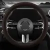 Cubierta para volante de coche, antideslizante, absorbente de sudor, cubierta delgada en forma de D para volante, transpirable, adecuada para todas las estaciones, cubierta de cuero resistente al desgaste