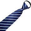 Fabricante Hombres Negros Casual Rayas Azules Corbata de Negocios Corbata Perezosa 8cm Corbata sin Corbata al por Mayor Cremallera