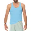 Colete Masculino Amazon Transfronteiriço Elástico Justo Cor Sólida Colete Esportivo Verão Slim Fit Camada Base Bodybuilding
