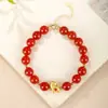 Buena Suerte en el Año del Caballo, Pulsera Roja de Sándalo de Año Nuevo, Pulsera Morada Dorada con Forma de Corazón y Caballo Pequeño, Pulsera de Ágata Roja para Niñas