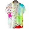 Ropa Urbana Americana Comercio Exterior Transfronterizo Nuevo Estilo Camisa Corta Impresión 3D Directo de Fábrica Venta al por Mayor Personalizable Camisa de Botones de Poliéster