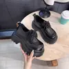 Zapatos de Mujer Otoño Nuevos Mocasines de Suela Gruesa Estilo Británico Punta Redonda Zapatos Pequeños de Cuero Retro que Aumentan la Altura de Suela Blanda Casual Zapatos Individuales