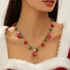 Conjunto de joyería con collar navideño retro europeo y americano, pulsera con campana de colores creativos, regalo navideño para mujer