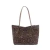 Bolso de hombro de gamuza con estampado de leopardo vintage estilo coreano para mujer, moderno y de alta gama, engrosado, de nicho, bolso tote con sensación relajada para mujer
