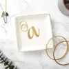 Venta caliente transfronteriza Bandeja cuadrada de cerámica con borde dorado Bandeja de almacenamiento para joyas anillo collar pendientes bandeja de joyería LOGO