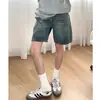 Shorts Jeans Wide Leg de Cintura Alta Estilo Retrô Americano para Mulheres Verão 2025 Novo Lavado Solto Perna Reta Cinco Pontos
