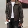 MYQ Americano retro curto casaco de couro dos homens primavera solta casaco de lapela estilo coreano na moda jaqueta de alta qualidade